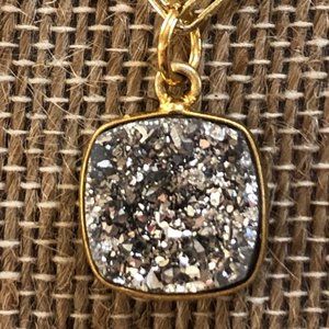 Crystal Quartz Druzy Necklace // Druzy Stone Charm